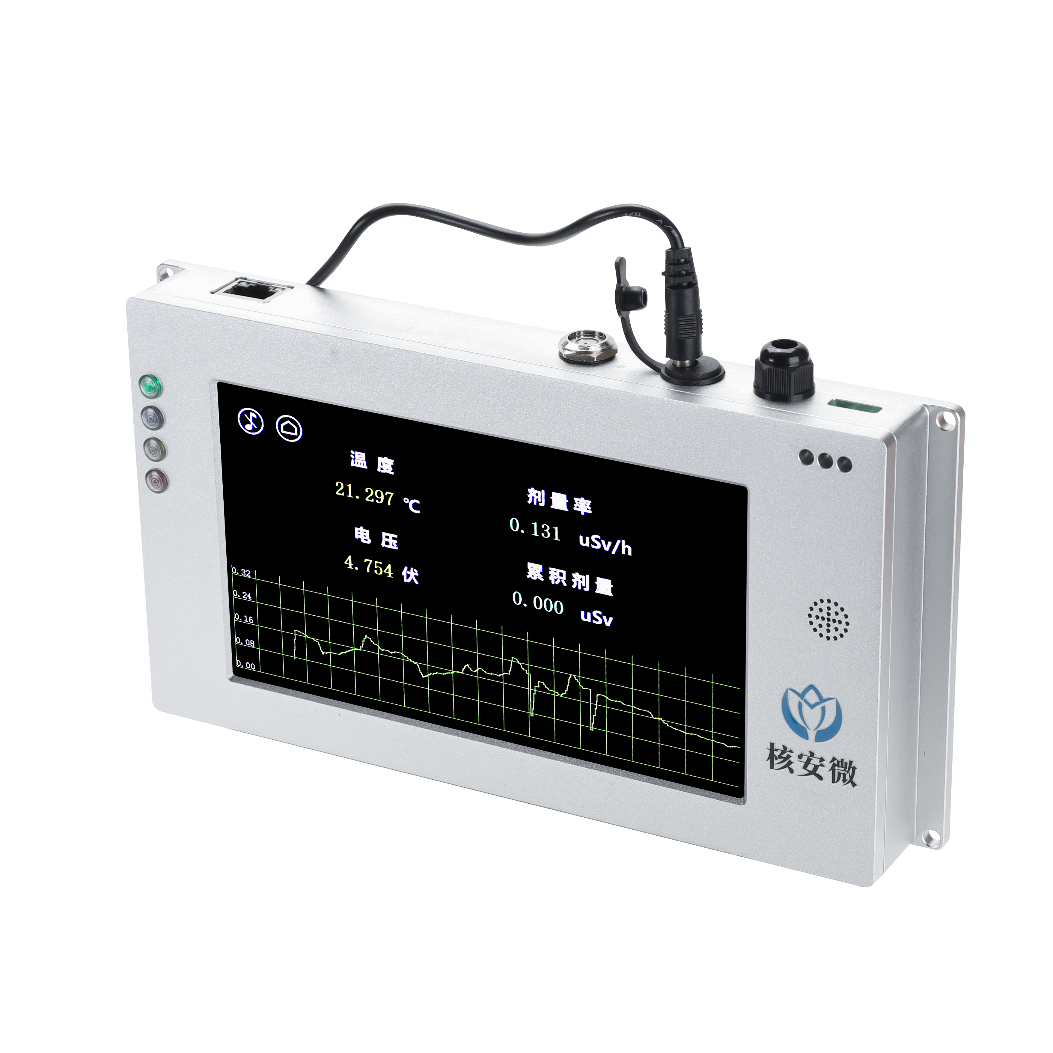 ㆍ实时快速检测α、β、γ 和 X射线<br />
ㆍ配置不同探测器“补偿型GM管”，“碘化钠晶体”，“卥素淬灭云母管”，灵敏度高<br />
ㆍ可测量环境综合核辐射量，支持送检计量院<br />
ㆍ数据存储 150+万条带时戳剂量率记录，自动循环覆盖<br />

